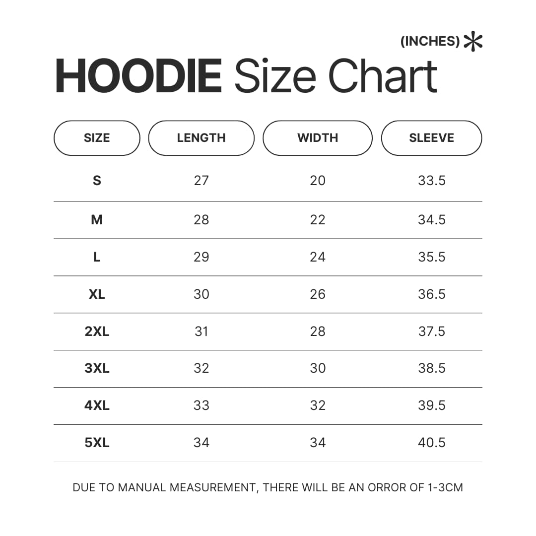 Hoodie Size Chart - Boruto Merch