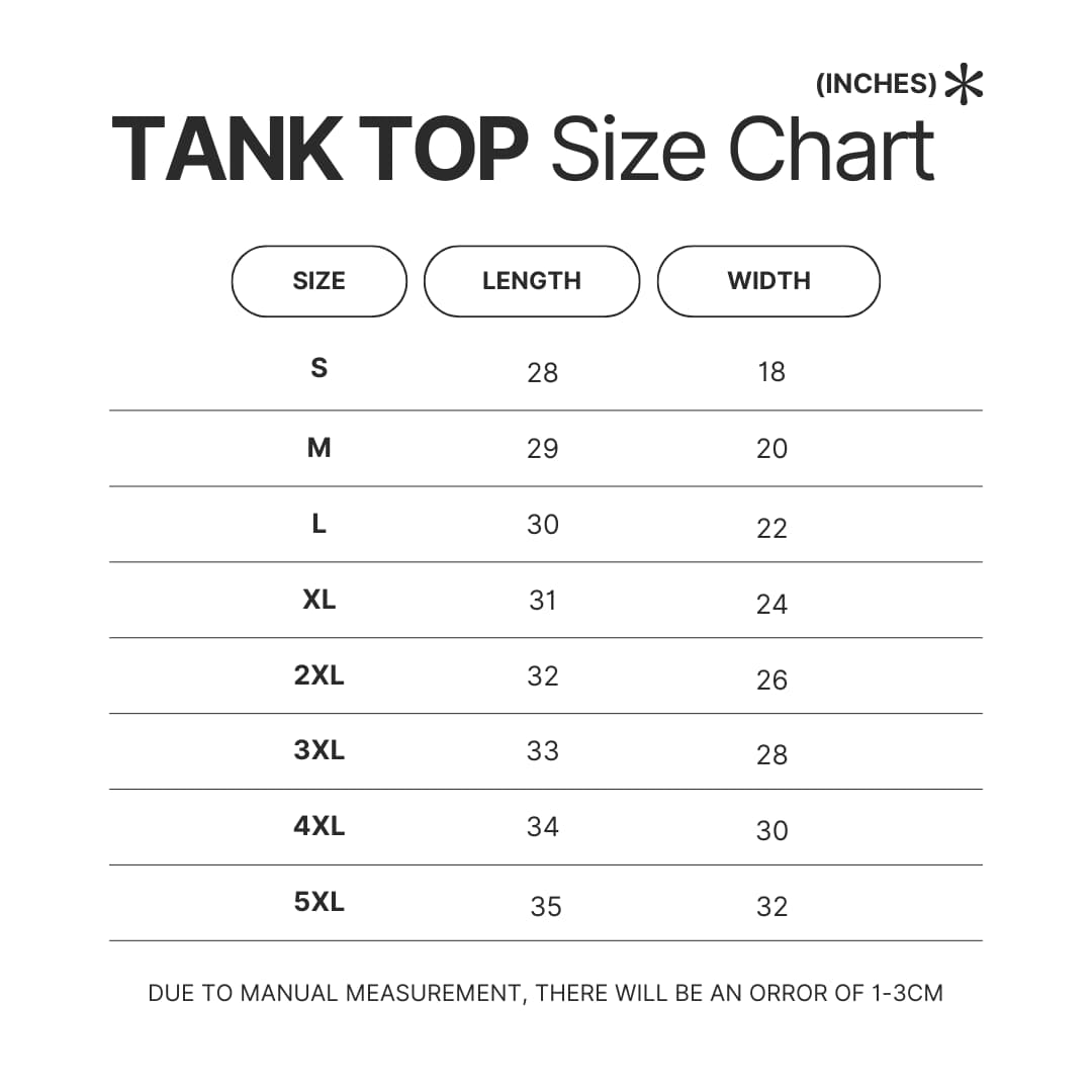 Tank Top Size Chart - Boruto Merch