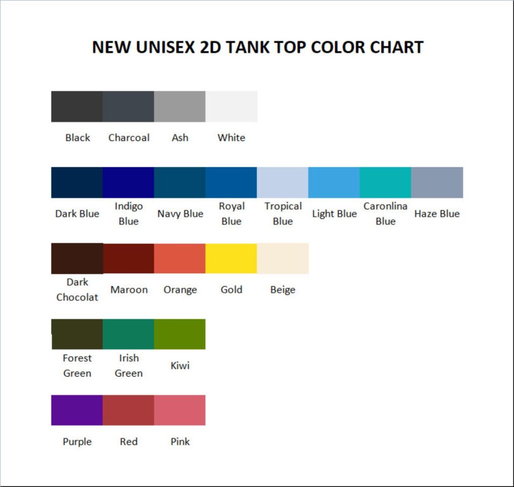 tank top color chart - Boruto Merch