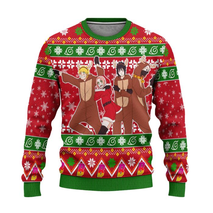 Boruto Anime Ugly Christmas Sweater Custom Red Xmas Gift 1